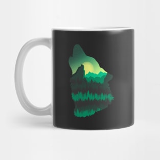 Nature landscape on a Wolf silhouette Mug